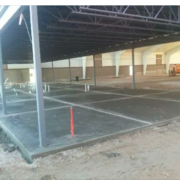 Cement is poured for LGT offices, locker rooms, and reception area.